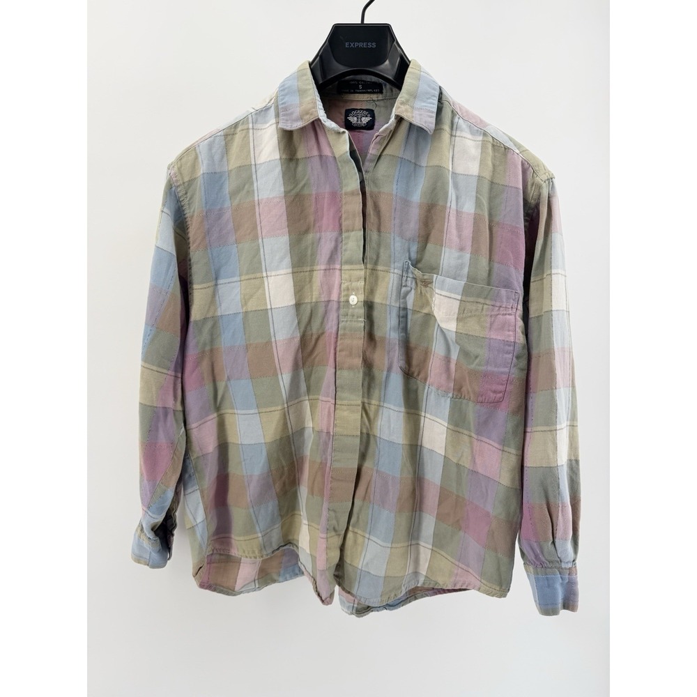 Vintage 90s Dockers Plaid Shirt Size S Pastel Multicolor 100% Cotton Taiwan